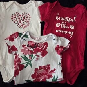 The Children's Place Red, White, and Pink Bodysuits